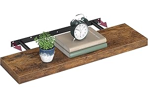 ‎VASAGLE VASAGLE Wandregal, schwebendes Regal, 20 x 80 x 3,8 cm, Wandregal für Bilderrahmen, Dekoration, für Wohnzimmer, Arbeitszimmer, Küche, rustikales Braun LWS28BX