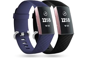 Faliogo 2 Stück Ersatzriemen Kompatibel mit Fitbit Charge 4 Armband/Fitbit Charge 3 Armband, Weiches Sports Uhrenarmband Armbänder für Damen Männer, Klein Groß