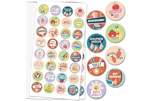 ‎BIROYAL BIROYAL 1600 Stück Belohnungsaufkleber, 25mm Motivationsaufkleber für Kinder, 32 Muster Selbstklebende Lehrer Belohnung Aufkleber, Deutsch Belohnungssticker Reward Stickers für Lehrerbedarf (Cartoon)