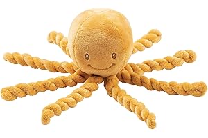 Nattou Doudou Poulpe, pour Nouveaux-Nés et Bébés Prématurés, 23 cm, Lapidou, Ocre
