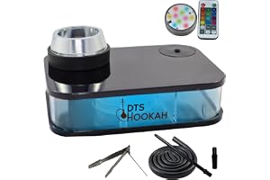 DTS HOOKAH | Komplett Chicha Kit BOX Platt i Akryl Paket med LED och Fjärrkontroll | Smakskål, Silikonslang av Hög Kvalitet och Värmesystem för Naturliga Kol