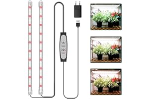 COKOLILA 2 Barras Luz de Cultivo de espectro completo, Lampara Cultivo con 120 LED, Luz para Crecimiento con temporizador automático 6/12/18H, 5 niveles de regulación, decuado para Plantas de Interior