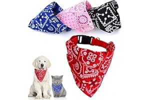 ZQUINTUPLIAN 4 Packs Dog Bandana, Puppy Bandana Washable Bandanas for Dogs, Dog Neckerchief Adjustable Bandana for Dogs and Cats for Small Medium Pets
