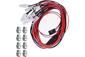 GTIWUNG RC Coche Luces LED, 8 LEDs Faros Trasera Lámpara Set Sistema para 1/8 1/10 Modelo Car Camion Accesorio (5mm Luz Blanca y 5mm Luz Roja)