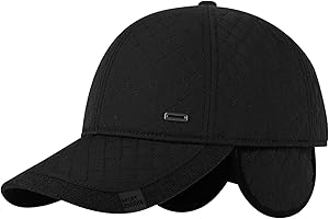 Qchomee Wintermütze Herren Baseball Cap Mit Ohrenklappen Baseballmütze Winter Sport Snapback Cap Warme Mütze Wolle Baseball Kappe Verstellbar Cap Schirmmütze für Reise Outdoor Freizeit Camping