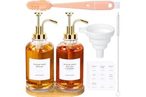 BRYZE Coffee Syrup Dispenser Set with 2x 500ml Glass Bottles, Pumps, 36 Waterproof Labels, Funnel & Cleaning Brushes - Professional Barista Style for Home Kitchen, Cafe & Coffee Shop Use