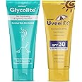 Glycolite Face Care Combo - Face wash and Sunscreen SPF 30 Lotion | Skin Lightening & Brightening | Protects From UVA & UVB Rays | For All Skin Type | Fairness Pack for Men and Women