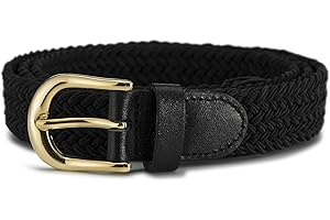 Streeze Ladies Stretch Belts - 5 Sizes Elasticated Woven Braided Fabric. 1 inch Wide with Gold Buckle.