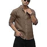 NexaFlair Men's Solid Linen Cotton Shirt | Casual | Plain | Full Sleeve | Summer-Regular Fit| Men Stylish Shirt | Everyday Fo