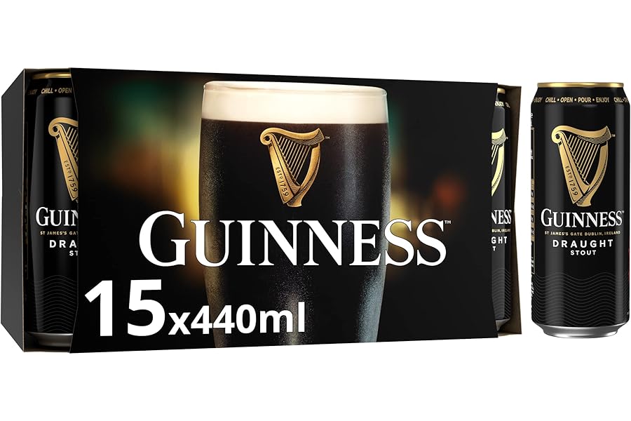 Guinness Draught Stout Beer | 4.1% vol | 15 x 440ml | Guinness Six Nations | Get Rugby Ready | Iconic Stout | Rich Smooth Head & Sweetness of Malt Balanced with Hops