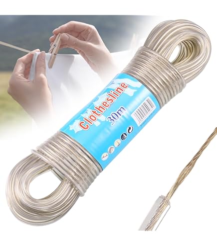 Corda Per Stendibiancheria SimplySmooth 30m - Con Anima Acciaio, Resistente Alle Intemperie - Foto 4