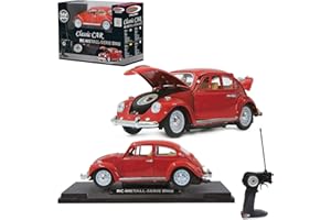 JAMARA 405110 - VW Käfer 1:18 RC Diecast czerwony 27 MHz – kultowy pojazd z gumowymi oponami, otwieranie drzwi, maski silnika i bagażnika, idealnie odtworzone detale, wysoka jakość wykonania
