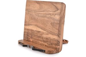 Indus Lifespace Supporto per libri in legno di acacia, ad angolo regolabile, per libri di testo, ricevute, libri di musica, tablet, per casa, ufficio, cucina, leggio leggero (27,94 cm x 22,86 cm x