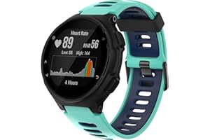 ANBEST Cinturino in Silicone per Garmin Forerunner 735XT/235/220/230/620/630 Cinturino Sportivo di Ricambio per Approach S20/S5/S6 Braccialetto Sostitutivo, Menta/Blu
