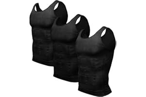 Odoland Débardeur de Compression Homme Maillot de Corps 3 pièces Amincissante Ventre Plat Invisible Shirt Abdo Minceur Shirt