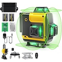 3x360° Laserlijn Kruislijnlaser, 12-lijns zelfnivellerende laserniveau voor constructie en ophangen van schilderijen, 2x4000mAh oplaadbare batterijen met Type-C oplaadpoort, afstandsbediening