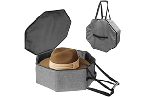 BOHEMIABY Scatola per cappelli da viaggio e conservazione, impilabile, pieghevole, per donne e uomini, con manico, risparmia spazio, viaggi con cartoncino armadio, grigio