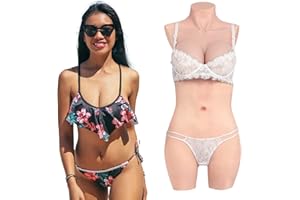 CYOMI Pechos de Silicona Pecho de Formas Travestis Tetasde Silicona Realistas Cuello Redondo con Espalda Hueca Aplicable a Crossdresser Drag Queen Cosplay Mastectomía D Copas