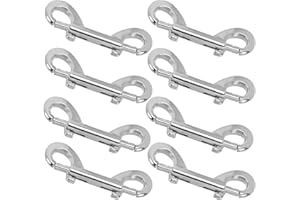 ASWEWAMT 8 Pcs Double Ended Bolt Snap Hook, Zinc Alloy Double Dog Lead Metal Clips Silver Lightweight Dog Lead Hook for Dog Leash Key Chain