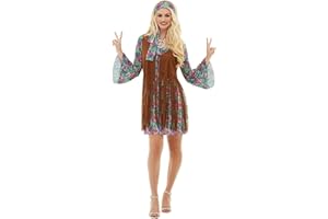 Funidelia | Disfraz de hippie para mujer Años 60, Hippie, Flower power, Décadas - Disfraz para adultos y divertidos accesorios para Fiestas, Carnaval y Halloween