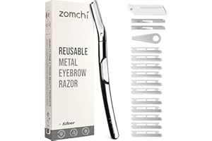 ZOMCHI Golarka do brwi, golarka do twarzy, dla kobiet i mężczyzn, trymer do brwi z ochronną silikonową nasadką, łatwe i bezpieczne usuwanie włosów (srebrny, 11 ostrz)