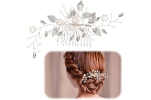 CJMUQHEHH Plata Nupcial Tocado, Tocado de Flores de Vid para Novia de Boda, Novia Cristal Boda Pelo Vid, Accesorios para el Cabello para Mujeres y Niñas, 16cm*7cm, Silber