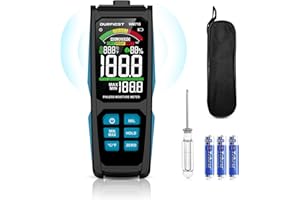 Medidor de Humedad, DURFICST Medidor de Humedad de Madera-3'' Pantalla Grande HD a Color con Bolsa de Tela, Medidor de Humedad sin Aguja con Alarma Sonora, para Madera, Pared, Yeso, Albañilería