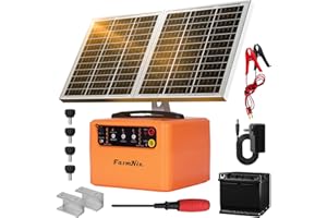 FarmNix 48KM Électrificateur Clôture Electrique Solaire, 6KV-12KV avec Panneau Solaire 15W & Batterie 7Ah 12V, 0.3-1.5J pour élevage d'animaux de berger, pour ferme, pâturage, jardin