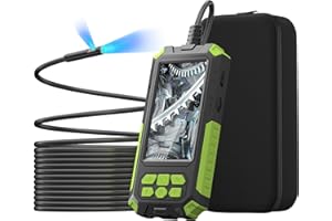 Inspection Camera, ILIHOME Dual Lens Industrial Endoscope 1080P HD Digital Borescope IP68 Waterproof Snake Inspection Camera with 8+1 LED Lights Scope Camera 4.5''IPS Screen 16.5FT Semi-Rigid Cable