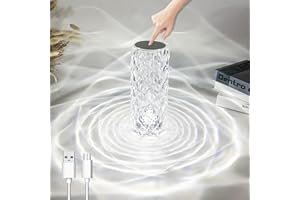 ZQX Kryształowa lampa LED, Lampa nocna ściemnialna dotykowa, lampa stołowa LED Akumulator do salonu, sypialnia, hotel, bar - projekcja róży