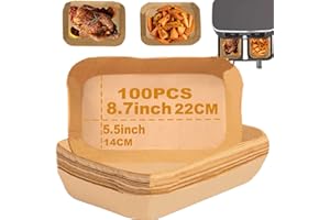 ADETEU Air Fryer Liners for Ninja Dual, 100PCS Parchment Paper for Air Fryer, Disposable Rectangle Liners for Air Fryer Baskets Airfryer Accessories Compatible with Ninja AF300UK AF400UK, Salter, Tower