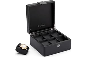 Vlando Watch Box for Men,Faux Leather 6 Watch Display Storage Box Organizer Collection Case Holder, 6 Slot Watch Storage Boxes