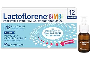 Lactoflorene Plus Bimbi, Fermenti Lattici, Probiotici, Senza Glutine Senza Lattosio - Integratori Bambini con Probiotici, Zinco, Vitamina B per l’Equilibrio della Flora Intestinale (12 Flaconcini)