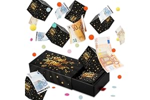 Giftota Geldgeschenke Geburtstag, Upgrade DIY Überraschungsbox, Happy Birthday Pop Up Explosionsbox mit Konfetti, Geschenkbox Geburtstag für Eltern, Liebhaber und Freunde - Schwarze