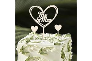 DazzJoy Mr & Mrs Deko Hochzeit Torte,Holz Cake Topper Hochzeit,3 Stück Tortendeko Hochzeitstorte Deko,Cake Topper Mr und Mrs Tortenstecker,Herz Kuchendeko Verlobung Jubiläum Antrag