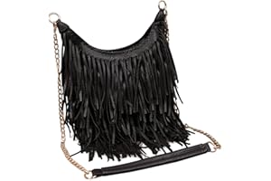 LUI SUI Mujer Faux Suede Fringe Tassels Cross-Body Shoulder Bag Bolso de Escuela de Viaje para Mujer Monedero
