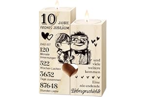 ‎VETBUOSA Rosenhochzeit Geschenke, 10. Hochzeitstag Geschenk - Kerzenständer aus Holz Geschenke, Rosenhochzeit Deko, Glücklich 10. Jahrestag Geschenk für Frau Mann Paare, 10 Hochzeitstag Geschenke