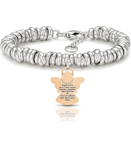 SAGA GIOIELLI® Bracciale Donna Catena In Acciaio Quadrifoglio Albero Della Vita Portafortuna (QUADRIFOGLIO