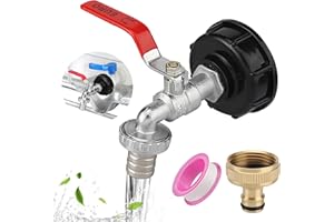 Hicoosee ibc Adaptador para depósito de 1000 L, grifo S60X6 conector roscado IBC de 3/4, grifo de desagüe para recogida de agua de lluvia