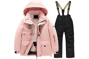 TINARYING Girls' Outfits & Clothing Sets Children's Kid Ski Suit Fleece Pocket Jacket and Pants Winter Windbroof Snowboarding Winter Warm Snow Suits Unisex