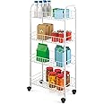 Metaltex Pisa 4-Tier Trolley with Wheels - Multipurpose Storage Cart for Home including Kitchen, Bathroom, Office and Garage – White, 41 x 23 x 84 Centimetres