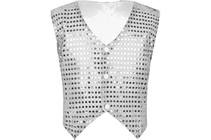 Freebily Gilet Paillettes Bambino Paillettes Costume Danza Moderna Jazz Hip Hop Ballo Strada Smanicato Leggero per Performance Costume Carnevale Bambino Divertenti