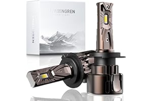 WAIXINGREN Upgrade H7 Headlight Bulb, 26000LM Brighter Wireless, 6500K White Bright High or Low Beam LED Headlight Bulb with Fan, Halogen Replacement, Plug and Play, Pack of 2 (H7)