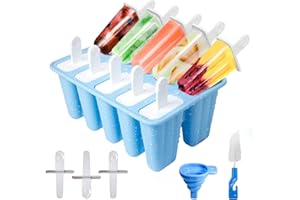 HONNESSERRY Moule Glace 10 Cavités, Avec Batonnet Glace, Brosses Et Entonnoirs Pliants, Silicone Moule à Glace Pour Glace, Sans BPA （Bleu)