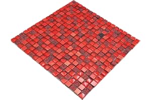 MOSAIK-NETZWERK Mosaikfliese rot Glasmosaik Resin rot für WAND BAD WC KÜCHE FLIESENSPIEGEL THEKENVERKLEIDUNG Mosaikmatte Mosaikplatte