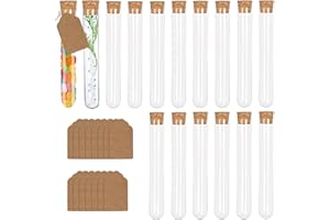 KOMINZZ Test Tubes with Lids 16PCS Glass Test Tubes with Cork Stoppers 30ml Clear Test Bottle with 16PCS Labels for DIY Crafts Wedding Party Favours Decors Bath Salts Candy Spices