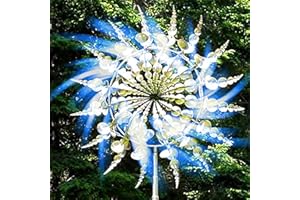 TATAPO Mulino a vento in metallo unico e magico,3D Kinetic Wind Spinner con paletto da giardino,Magica scultura cinetica in metallo con acchiappavento,decorazione del cortile e del patio del giardino