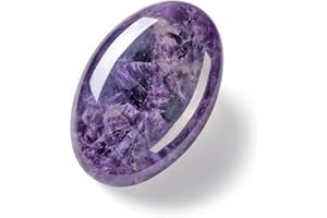 CrystalTears Amethyst Crystal Stone 2.4”Large Amethyst Healing Crystals Gemstone Natural Oval Pocket Plam Stone Worry Stone for Anxiety Stress Relief Meditation Reiki Healing Crystal Gifts