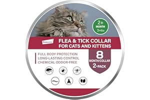 RoamRover Collare Confezione da Antiparassitario per Gatti, Con Oli Essenziali Naturali, Impermeabile e Regolabile, Protezione di 16 Mesi contro Pulci e Zecche, Prevenzione Naturale(2Pz)