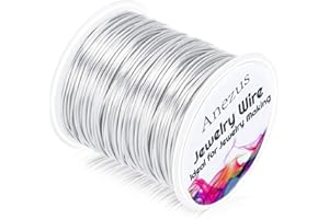 Anezus - Alambre de joyería de calibre 20, alambre de cobre resistente al deslustre, para suministros de fabricación de joyas y manualidades (plata, 25 metros)